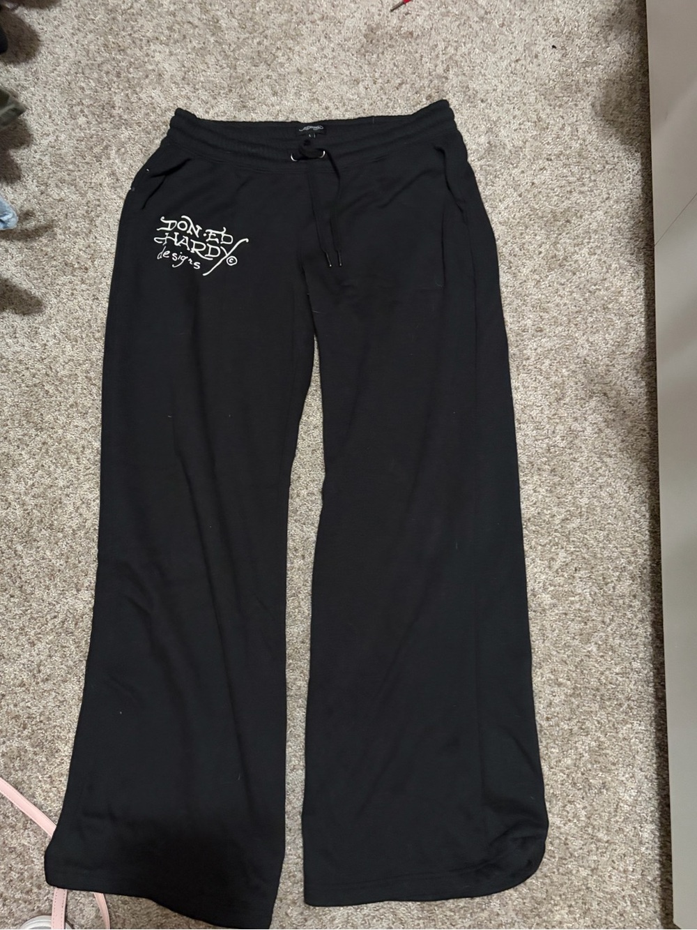 Ed Hardy Black Logo Sweatpants for Men